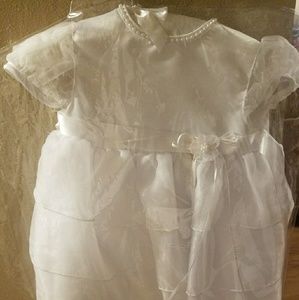 Infant christening dress with white head band